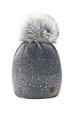 Wurm Winter Strickmütze Mütze Damen Kristalle Kiesel mit...