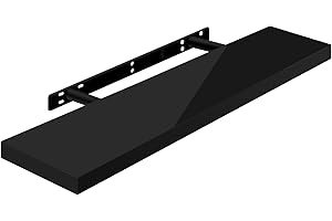 WOLTU Mensola da Muro Scaffale Sospeso da Parete Libreria Piccola per Soggiorno Cameretta Porta CD Dvd, Pannello MDF 30x22,9x3,8cm, Nero, RG9480sz
