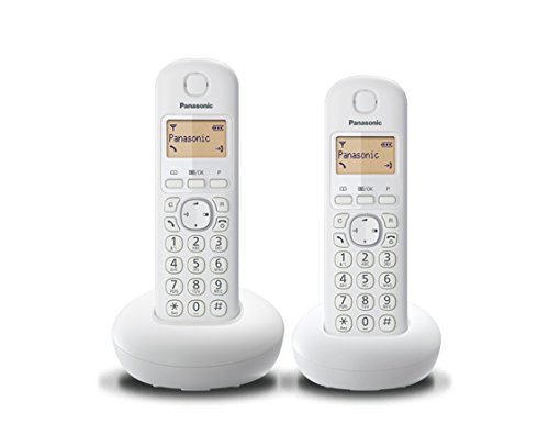 Panasonic KX-TGB212 - Teléfono fijo inalámbrico Dúo (LCD, identificador de llamadas, Intercomunicación, agenda de 50 números, tecla de navegación, alarma, reloj), color blanco