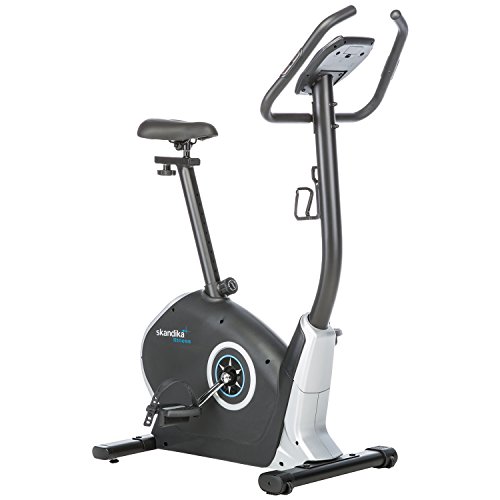 skandika Cardiobike Zelos Ergometer 12 Trainingsprogramme, 32-stufige elektronische Widerstandeinstellung, geräusch- und wartungsarmes Magnetbremssystem, Transportrollen, bis 150 kg belastbar
