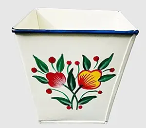 TNZ Creations, Metal Plant Pot has Very Pleasing and Unique Hand Painted Design. Brighten up Your Living Room, Kitchen, Bedroom or Even a Office Desk with This Plant Pot.