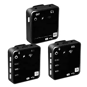 AUSHA Dual Channel Wireless Microphone System Portable Lavalier Mic for Podcast Interview Vlogging Mini Microphone