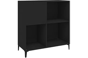 Tidyard Mobile Porta Dischi,Armadietto Porta CD,Supporto per Giradischi,Mobiletto Multiuso,Mobili Soggiorno,Libreria per Soggiorno,Armadio di Stoccaggio,Nero 84,5x38x89 cm in Legno Multistrato