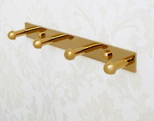 MT Bademantel- / Handtuch-Hakenleiste, 4 Haken, massives Messing, Vergoldet