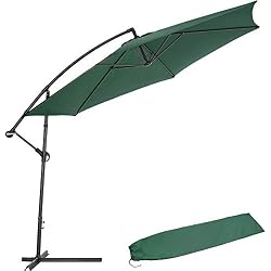 TecTake Parasol excentré original octogonal aluminium + uv protection 3,50 m vert + housse de protection