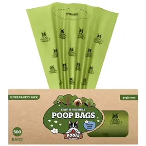 Pogis Poop Bags - 500 Bags for Pantries - Large, Earth-Friendly, Scented, Leak-Proof Pet Waste Bags (Single Large Roll)