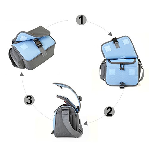 BAGSMART Housse d Appareil Photo Reflex Num  rique Canon Nikon Sony Panasonic Sacoche d Appareil Photo Reflex pour Voyage Gris-Bleu