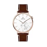 MYJ Wasserdichte Quarzuhr, Ultradünne Und Einfache Freizeituhr, Trendlederband-Herrenuhr,Braun,A