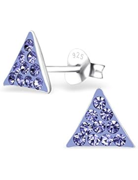 Ohrringe Sterling Silber 925/000rhodiniert und Kristall Violett Tansanit–Triangle