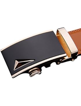 Katusi Uomo Cintura di Fibbia Automatica Vera Pelle Tutte le Taglie Larghezza 3.5cm Arancione kts17