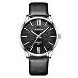 Hunpta@ Uhren, Armbanduhr Watch Luxuxquarz Sport Militär Edelstahl Dial Lederarmband Armbanduhr