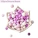 Produktbild baby tete Silikon Beißring Perlen Lebensmittelqualität DIY Mischperle Lila Serie 100pcs Krankenpflege Halskette Anhänger