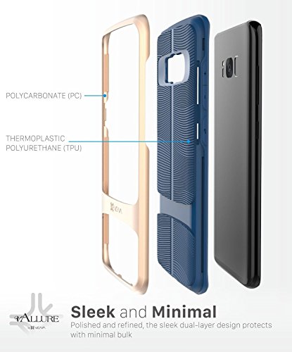 Funda Galaxy S8 Plus  Vena Carcasa  vAllure  Textura de Onda  Marco de Parachoques   CornerGuard ShockProof   Fuerte agarre  cubierta h  brida delgada para Samsung Galaxy S8   Oro   Azul Marino 