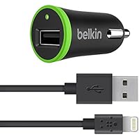 Belkin F8J121bt04 - Cargador para coche para iPhone y iPad (12 W, 2.4 A, 1.2 m) negro