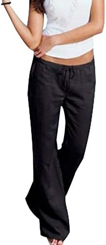 Dihope Women's Casual Linen Wide Leg Flared Pants with Drawstring Waist