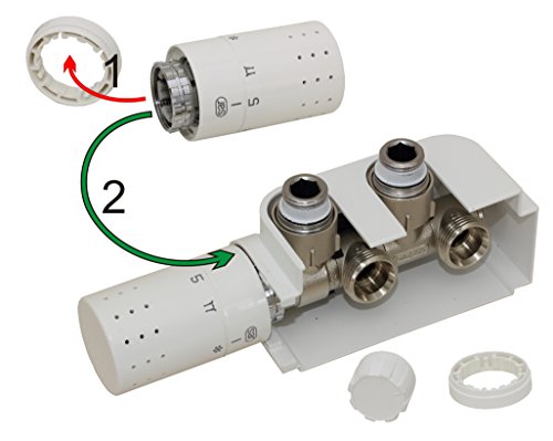 Buderus Ventil-Armaturen Set Multiblock Universal Eck- und Durchgangsform inkl. Thermostatkopf - 4