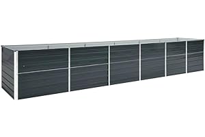 vidaXL Arriate de Jardín Plantas Macetas Mobiliario Muebles Hogar Casa Decoración Exterior Bricolaje Acero Galvanizado Antracita 400x80x77 cm