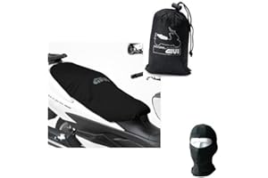 FARBROTHERSONLINE Compatible avec Piaggio MP3 500 i.e. Sport Couvre-selle Givi S210 Tissu imperméable universel 117 cm de long couverture de selle pour moto, scooter, bords élastiques noirs