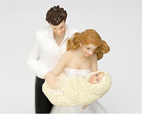 Tortenfigur Hochzeitspaar mit Baby Tortendeko Tortenaufsatz Hochzeit Deko - 3