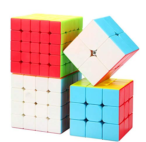 HJXDtech- MoFunGe Stickerless Magico cubo 2x2x2 cubo 3x3x3 4x4x4 5x5x5 velocità Racing (Confezione da 4 Set)