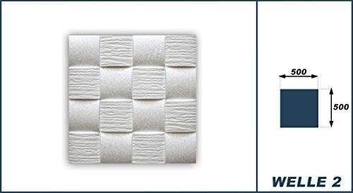 10 m2 Deckenplatten Styroporplatten Stuck Decke Dekor Platten 50x50cm, WELLE 2 - 3