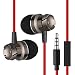 Produktbild Bass Kopfhörer Metall Worm Gear Draht in-Ear Kopfhörer Gürtel Abendmahl in-Ear Handy Computer, rot