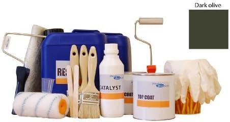 5sqm Professional Fibreglass/GRP kit incl. Dark Olive Topcoat, Resin, Glass Matting and Application Tools