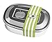 Produktbild Brotzeit- Lunchbox Brotdose uno Edelstahl mit Band gestreift, Geschenk Schulanfang, 16x11x4cm, Grün