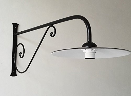 Lampada da parete in ferro battuto con piatto smaltato Forgiato a mano 53 cm