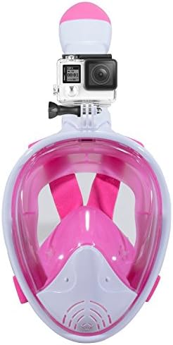 TF Essentials Full Face Snorkel Mask (Pink &amp; White, Small/Medium)
