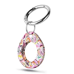 AIRSPO Protective Case Compatible with Apple AirTags, Silicone Pattern Printed Tracker Holder with Keychain Anti-Scratch Skin Cover with Key Ring for AirTags Finder (Pink/Blooms)