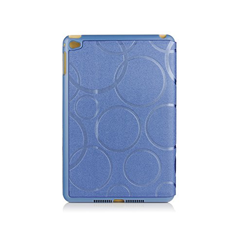 iPad Mini 4 Hülle, Deenor Colour Series Premium PU Leder Ultra Slim Light Weight Auto aufwachen / Schlaf Funktion Schutzhülle Hülle für Apple iPad Mini 4, Free: Screen Protector + Stylus Pen + Cleaning Cloth. (Dark blue circles) - 2