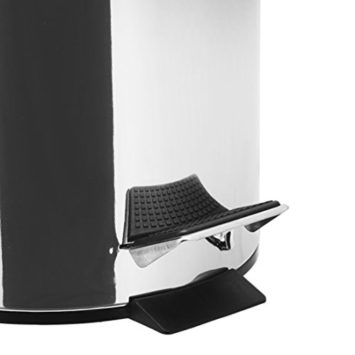 Relaxdays Treteimer 5 L aus Edelstahl H x D: 27 x 20,5 cm Abfalleimer in Metall-Optik als Abfallbehälter und Tretmülleimer für Küche und als Kosmetikeimer im Bad Tretmülleimer, silber - 7