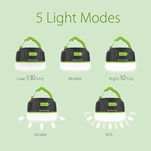 Tomons LED Camping Laterne Power Bank IP65 wasserdichte Campinglampe max-196lm Campingleuchte mit wiederaufladbarer leistungsstarker 5200mAh Batterie - 5