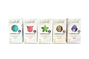 Mangalam CamPure Camphor Cone (Combo) - Room, Car and Air Freshener & Mosquito Repellent (Pack of 5)