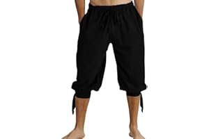 Runcati Krótkie spodnie męskie pluder ze sznurowaniem, spodnie letnie dla wikingów, średniowieczny kostium na czas wolny, na plażę