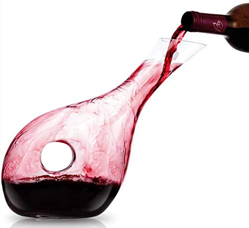Cooko Decantador de Vino, Decantador de Aireación de Vino de Cristal Premium, Jarra de Vino Sin Plomo, Hecho a Mano Accesorios de Vino con 1200ml