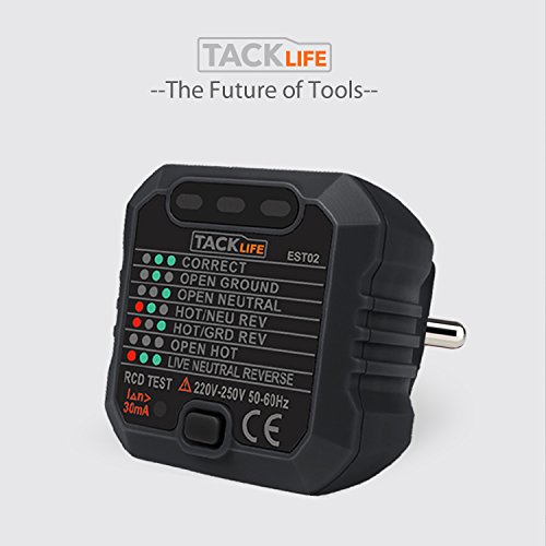 Tacklife -EST02 Advanced Steckdosen Tester Automatischer Stromkreis-Detektor Polaritätsprüfer für Leiter, Neutralleiter und Erde Tester, 1 Stück - 9