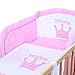LCP Kids 1311 Princess Baby Bedding Complete Set XXL 9 pcs 135x100 - embroidered subject - Cot Bumper and Canopy - cotton surface