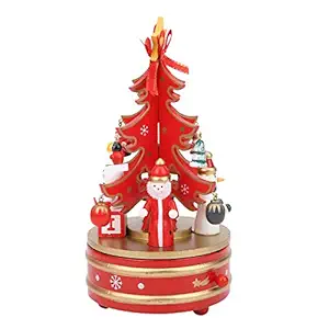 Christmas Gifts, Wood Light Weight Music Box, Reliable for Family Children Christmas Gift(Red, Blue)