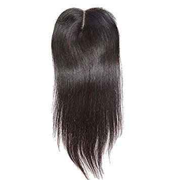 ohlees® 7A Perruque brésilienne en cheveux humains droits Fermeture supérieure à dentelle Couleur naturelle Fermeture au milieu 4*4 Lace Closure Straight Hair