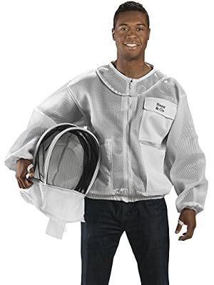 Bees & Co K84 Veste d'apiculteur Ultra légère avec Voile d'escrime, Blanc satiné