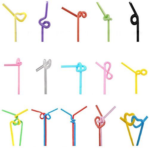 Shiney Trink Strohhalme Extra lang Einweg Bendable Flexible Plastic,Verschiedene Farbe Trink Strohhalme für Geburtstage,Hochzeiten,Weihnachten,Feiern und Feiern 100 pc - 6