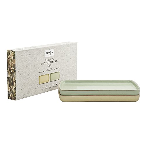 spécifications Denby toujours Entertaining Deli Plateau Rectangulaire, pierre, jaune/vert, petit, Lot de 2