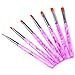 TRIXES 7pc UV Gel Acrylic Nail Art Tips Builder Brush Pen Design Rounded Edge