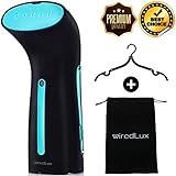 [Nouveau] WiredLux Défroisseur Vapeur Vertical - Fer à Repasser de Voyage Portable et Léger - Steamer Prêt en 25 Sec et 100% Étanche - Repassage Rapide et Facile - Accessoires Inclus (Noir)