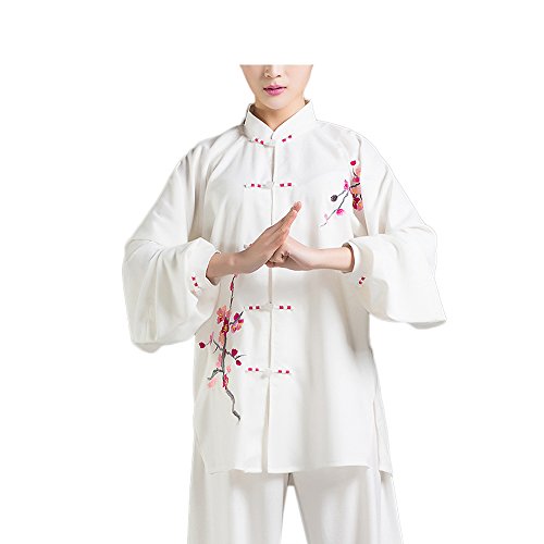 KIKIGOAL Las Mujeres Bordan los Uniformes de Tai Chi Tradicional Chino Ropa de Kung Fu Transpirable Tang Traje Desgaste de Artes Marciales (XL, Rojo)
