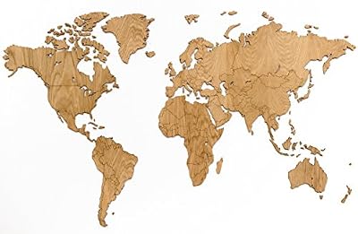 MiMi Innovations - Luxueuse Mappemonde Décoration Murale en Bois | Chêne: 130 x 78cm (Édition Exclusive)