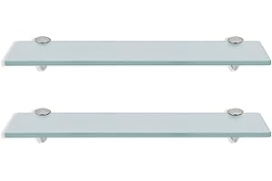 Randaco Lot de 2 étagères en Verre Transparent avec Support Mural et Verre de sécurité ESG de 8 mm et Support, idéal comme étagère de Douche/étagère de Salle de Bain(30 x 10 x 0,8 cm)
