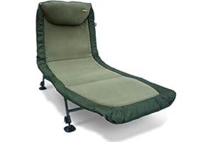 NGT Carp Fishing Bedchair Bed Chair With 6 Adjustable Legs Very Soft Micro Fleece Fabric Mattress For A Good Night Sleep